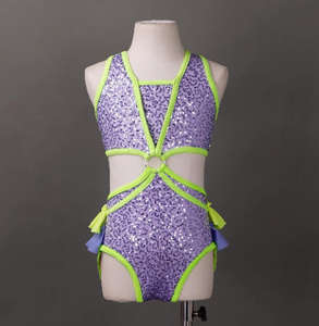 Disfraces de actuación para niños Lila Niñas Disfraces de baile de jazz Kindergarten Stage Cheerleading Jazz Tap Dress - Product Image 4