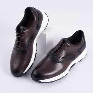 Chaussures décontractées pour hommes en cuir véritable à bout rond, lacées, respirantes, avec semelle extérieure en caoutchouc et semelle intermédiaire en EVA, toutes saisons - Product Image 3