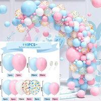 Kit d'arche de ballons rose pastel et bleu pour révélation du sexe des bébés, décorations de fête prénatale, décorations de fête d'anniversaire, globos