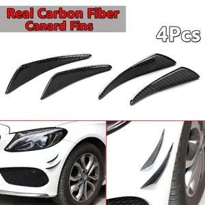 4x Ailerons latéraux de voiture en fibre de carbone véritable, spoiler de carrosserie, autocollants de becquet pour Benz, BMW, Audi, Lexus, VW, Golf - Product Image 1