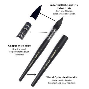 高品質ナイロン毛 水彩画筆 1本 | 木軸 アーティスト向け 絵画・スケッチ用 フレンチスタイル ブラシ - Product Image 4