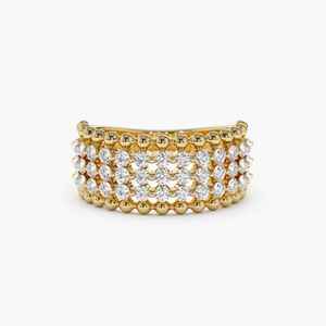 Nouvelle Arrivée Bague Minimaliste pour Femme en Or Jaune 14 carats avec Diamant Flottant en Forme de Bulle 0,90 CT Naturel Taille Brillant Plaqué Rhodium - Product Image 1