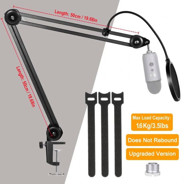 Professional Heavy Duty Suspension Boom Scissor Broadcast Microphone Arm Stand for Studio Recording