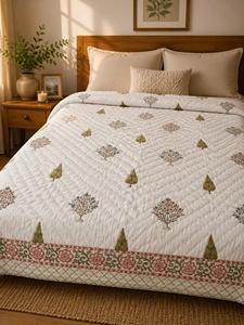 Top Selling Hand Block Print Cotton <b>Quilt</b> Jaipuri Razai <b>Bedding</b> Reversible Boho Home Decor Great Price - Product Image 6