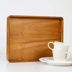 High Quality Decorative Farmhouse Acacia Unfinished Coffee Wood Serving Tray