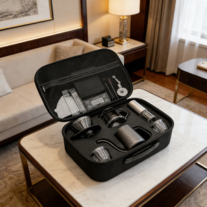 Set da viaggio <span class=keywords><strong>per</strong></span> caffè arabo classico e resistente da 9-12 pezzi personalizzabile, con macinacaffè manuale in metallo <span class=keywords><strong>per</strong></span> versamento a mano - Product Image 2