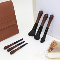 Set Kuas Makeup Kayu Alami Profesional 6-in-1 Kustom Pabrik, Kuas Bedak Tabur & Eyeshadow, Peralatan Kecantikan