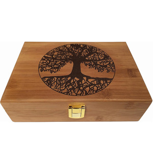Tree Of Life Wooden Storage <b>Box</b> 21.5X15X7Cm Rectangle Flip Top Jewelry Gift <b>Box</b> With Engraved Design For <b>Archive</b> Genealogy - Product Image 1