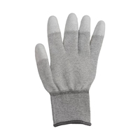 Guantes de Seguridad Duraderos de Fibra de Carbono y Poliéster de Calibre 15 con Dedos Blancos para Hombres y Mujeres