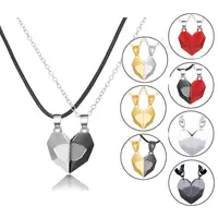New Style Boy or Girl Magnetic Couple Necklace Lovers Heart Pendant Necklace for Valentine Day Gift Factory Directly
