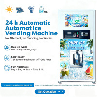 Máquina Expendedora de Hielo en Cubos para Exteriores, Automática, con Embolsado Automático, para Supermercados y Gasolineras, Venta de Hielo 24 Horas