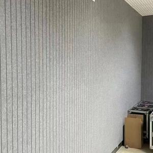 Vente chaude 100% ignifuge Panneau de feutre en fibre de polyester à fentes insonorisant pour la décoration murale Hôtel KTV Cinéma Conception de modèle 3D - Product Image 2