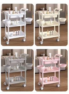 Chariot de beauté en plastique de haute qualité au design moderne et minimaliste, 4 couleurs, avec grand tiroir et 2 bassins, pour salon de coiffure - Product Image 6