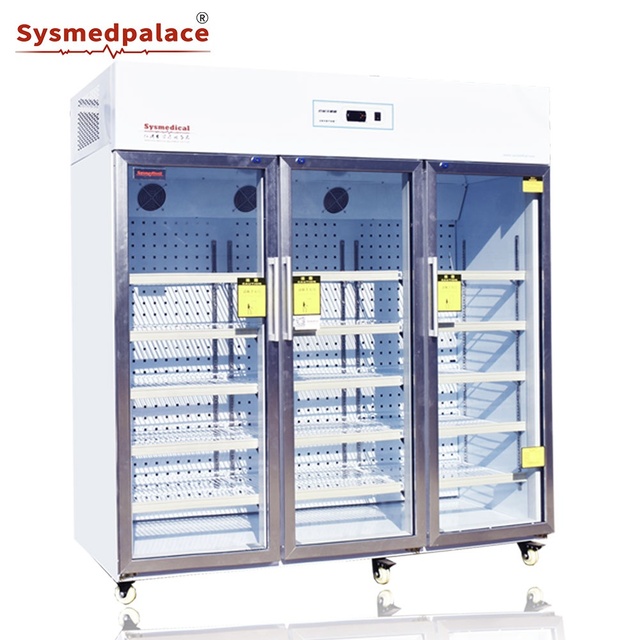 Pharmacy Refrigerator 2-8°C Glass Door Medical Fridge with Digital Display Alarm System for Drug Vaccine Storage