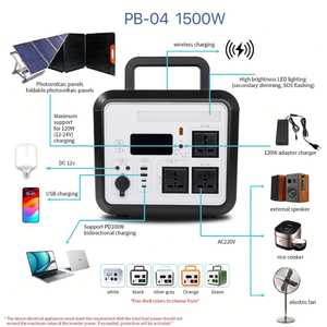 สถานีไฟฟ้าพกพา 1500W 1152Wh แบตเตอรี่ LiFePO4 ช่องเสียบ USB-C สำหรับการตั้งแคมป์กลางแจ้งและใช้ในกรณีฉุกเฉิน - Product Image 2