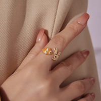 Anillo Abierto de Plata de Ley 925 con Diseño de Pez Payaso, Joyería Original con Temática Oceánica, Anillos Ajustables con Diseño de Pez Coral, Regalo de Playa para Mujeres y Niñas BSR760