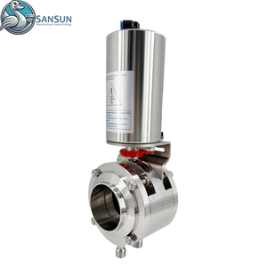 Vanne papillon pneumatique sanitaire <span class=keywords><strong>anti</strong></span>-contamination SS304 316L pour pipeline - Product Image 2