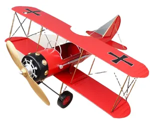 家居装饰装饰桌面装饰复古铁金属飞机模型复古飞机滑翔机双翼吊坠模型儿童玩具