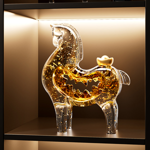 Decoración de Caballo de Cristal con Incrustaciones de Lámina de Oro de Lujo, Símbolo de la Abundancia, para Mueble de TV, Hogar u Oficina - Product Image 4