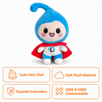 Peluche Mascotte Personnalisée OEM ODM, Figurine de Personnage de Dessin Animé en Peluche avec Cape Bleue, Cadeau Promotionnel pour Enfants, Marchandise pour Événements