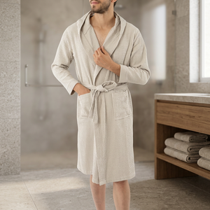100% Cotton <b>Waffle</b> <b>Bathrobe</b> Soft and Absorbent Bath Towel and Tub Mat - Product Image 4