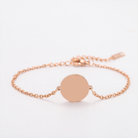 Bracelet rond en acier inoxydable gravable personnalisé Ywyougang, chaîne délicate avec breloque pour femme, idéal pour le quotidien et comme cadeau