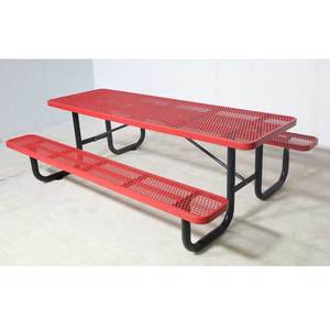 야외 상업 고급 대형 스틸 피크닉 테이블 파티오 외부 학교 레스토랑 72 인치 96 인치 금속 식탁 - Product Image 4