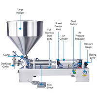Mesin Pengisi Botol Piston Pneumatik Semi Otomatis Akurasi 1% Dosis Kuantitatif untuk Saus Cabai Pasta Kosmetik Cair