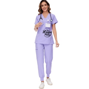 Women's Nurse <b>Scrubs</b> Uniform Set-Knitted 100% Polyester Medical Clothing Top Jogger Pant (V-Neck Cargo Pant) 8 Pockets Straight - Product Image 5