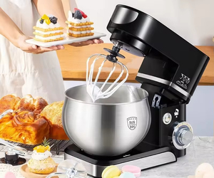 Batidora de pie eléctrica de acero inoxidable de 700W y 3L con 6 velocidades, batidor de varillas, gancho amasador y batidor de batidura, gran capacidad para repostería en cocina. - Product Image 2