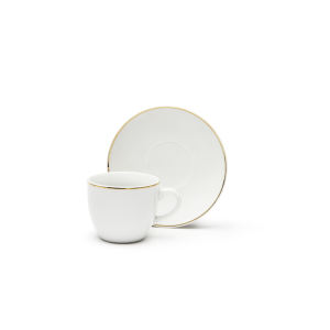Set Tazza e Piattino da Espresso Excelsa con Bordo Dorato in Porcellana Bianca 8x5x6 Cm - Product Image 1