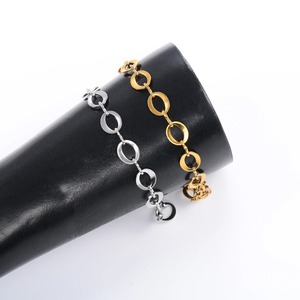 Chaîne de main inaltérable, Bracelet Rolo rond en acier inoxydable, Grand bracelet cercle de 8,2 mm de largeur, Bracelet réglable pour la fabrication de bijoux - Product Image 3