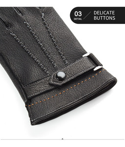 <span class=keywords><strong>Gants</strong></span> d'hiver pour homme en <span class=keywords><strong>cuir</strong></span> véritable doublés de <span class=keywords><strong>laine</strong></span>, compatibles avec les écrans tactiles - Product Image 6