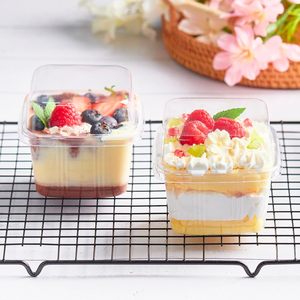 Vasos Desechables Transparentes Cuadrados de PET para Postres y Mousse, 420 ml, con Tapa Plana, Venta al Por Mayor Personalizada - Product Image 4