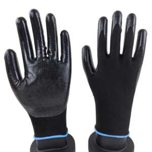 Guantes de Trabajo de Poliéster Negro Duraderos con Recubrimiento de Nitrilo en la Palma, Antideslizantes, Flexibles y Transpirables para Seguridad Industrial - Product Image 3