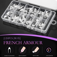 Pointes d'ongles en gel X françaises de marque privée Faux ongles à presser faits à la main Couverture complète Long embout d'ongle en gel carré et souple