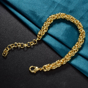 Premium Vintage Wide Reflective Streamlined <b>Solid</b> 18K <b>Gold</b> Plated Trendy Elegant Unisex Anniversary Fashion Factory Wholesale - Product Image 4