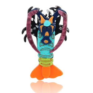 Broche Créative Géométrique en Acrylique, Motif Homard Coloré, Bijou Animal, Accessoire Vestimentaire, Cadeau Fête des Enfants - Product Image 1