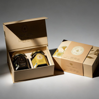 Boîte cadeau de luxe à fermeture magnétique pour miel avec laminage mat et doublure en mousse, design personnalisé, emballage abeille, ensemble de 2 pots en verre