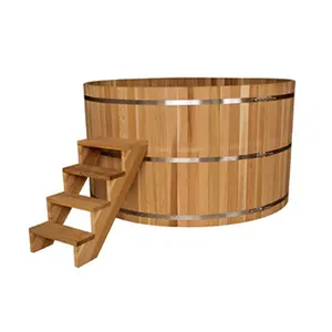Bañera de hidromasaje duradera para exteriores, 4-6 personas, cedro rojo de Canadá, bañera de agua caliente interna tradicional de madera maciza