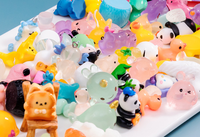 Lots de 100 Pièces Aléatoires en Vrac, Animaux de Dessin Animé pour Enfants, Petites Figurines Jouets, Bombes de Bain Miniatures, Sculpture d'Art pour Micro-Paysage
