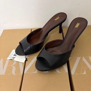 ZA Foreign Trade Nouvelle collection Printemps 2026 <span class=keywords><strong>Sandales</strong></span> pour femmes noires à bout ouvert, à enfiler, à bride unique, à talons aiguilles et ouvertes à l'arrière - Product Image 3