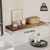 Lot de 2 étagères murales flottantes en bois sculpté à double niveau 40*15cm, support de rangement mural pour cuisine, salon et salle à manger