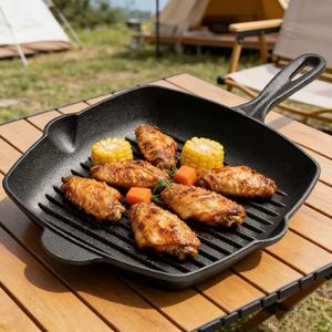 Sartén Teppanyaki <span class=keywords><strong>de</strong></span> <span class=keywords><strong>Hierro</strong></span> <span class=keywords><strong>Fundido</strong></span> Estilo Americano, Cuadrada, con Diseño Estriado, Fácil <span class=keywords><strong>de</strong></span> Limpiar, <span class=keywords><strong>para</strong></span> Asar Filetes en Casa - Product Image 6