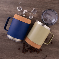 Tasses en acier inoxydable style industriel nordique 12oz réutilisables à double paroi sous vide, personnalisables, avec base en liège anti-fuite, pour cadeaux et fêtes