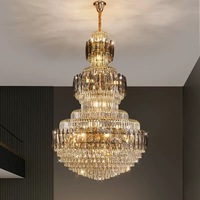 Grand lustre en cristal K9 personnalisable pour hôtels, villas, lofts, escaliers de luxe, luminaires de salon, installation suspendue en usine, taille moyenne