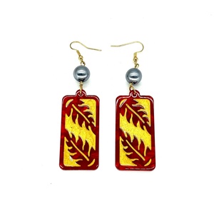 <span class=keywords><strong>Orecchini</strong></span> Hawaii alla Moda a Forma di Foglia <span class=keywords><strong>con</strong></span> Perle e Stili Tribali Dorati Intagliati, Gioielli per Donne e Ragazze - Product Image 3