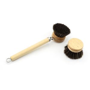Wholesale Wooden Handle Kitchen Cleaning <b>Brush</b> Horsehair <b>Scrub</b> <b>Brush</b> for Dish Pot - Product Image 2