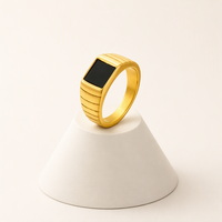 Maßgefertigter Gravierter Siegelring für Herren 18K Gold PVD Edelstahl Quadratischer Schwarzer Onyx-Ring Vintage Gentleman Siegelring Direkt ab Werk