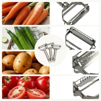 PURE COOK Groenteschiller 304 roestvrij staal 3-delige set Dual Head fruitschiller voor keukengereedschap Multifunctioneel